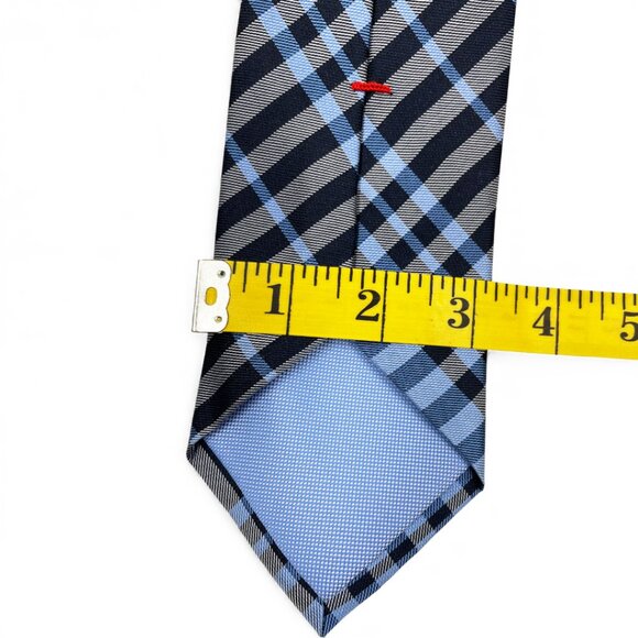 Tommy Hilfiger Silk Tie Plaid Blue Vintage 90's - Picture 5 of 6